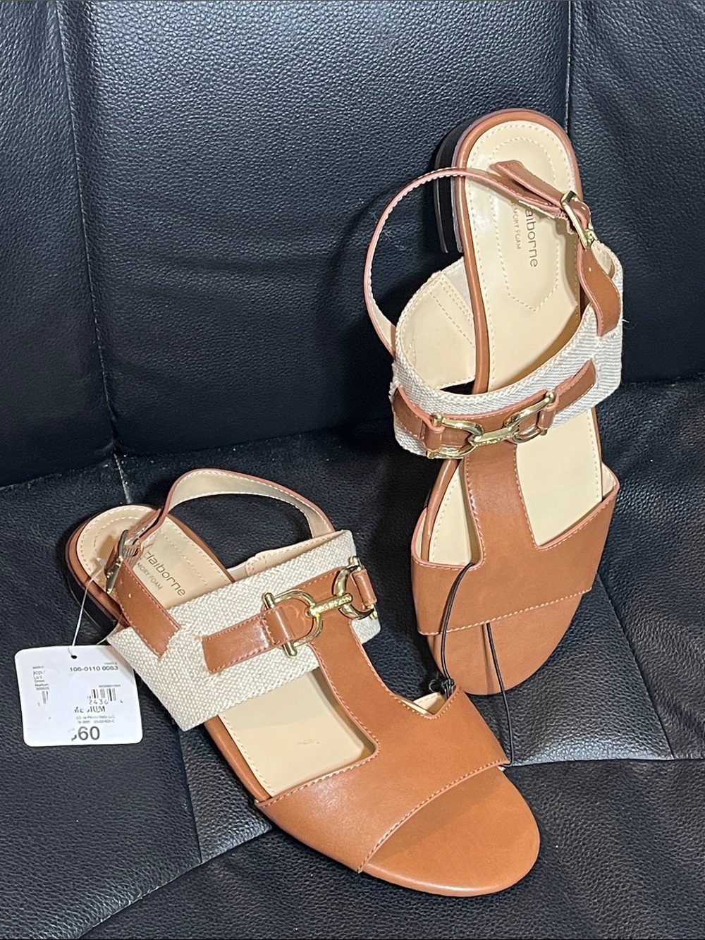 Liz Claiborne Tan Horsebit Slingback Sandals Size 8.5 Memory Foam NWT